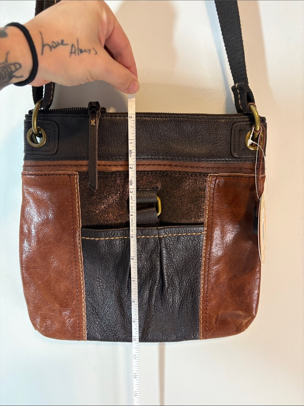 NWT The Sak Kendra Crossbody Teal Multi Brown Rich Chestnut & Chocolate Leather - Picture 7 of 8